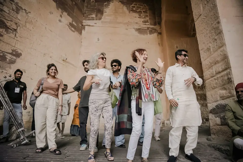 Guests walking through the old city